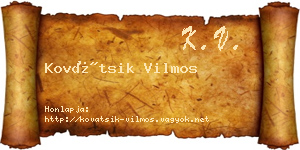 Kovátsik Vilmos névjegykártya